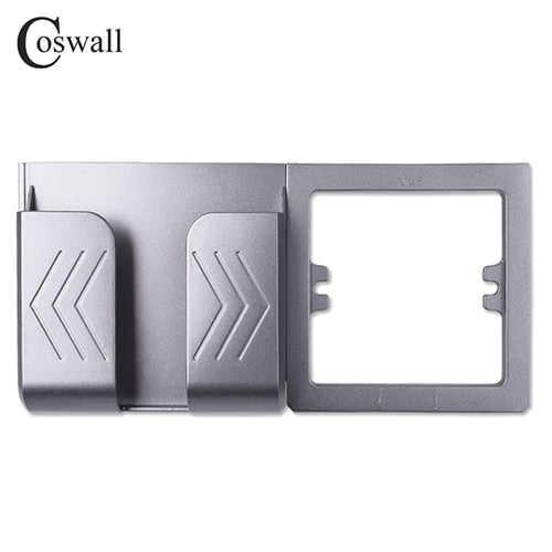 COSWALL Dual USB Charging Port 16A Wall EU Russia Socket Power Outlet Glass Panel PC Panel Matte Grey Color