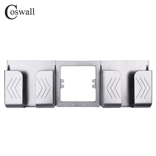 COSWALL Dual USB Charging Port 16A Wall EU Russia Socket Power Outlet Glass Panel PC Panel Matte Grey Color