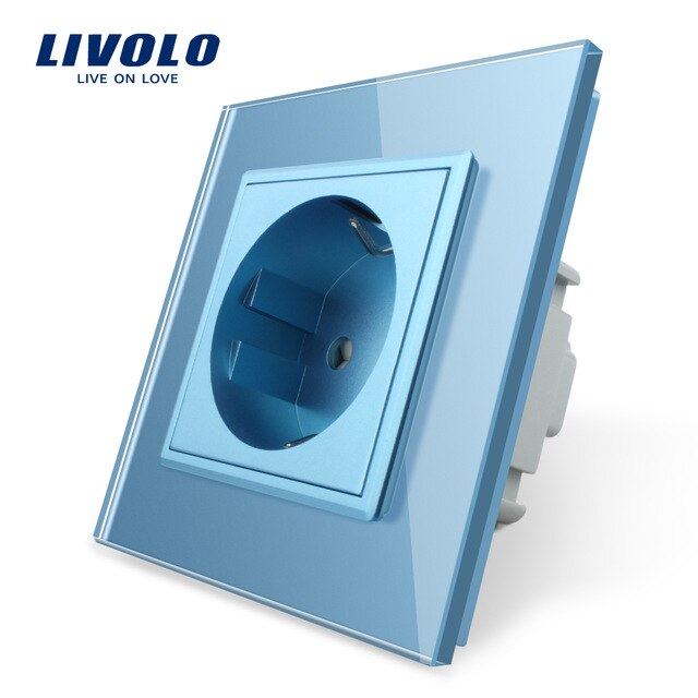 Livolo EU Standard 16A Power Socket, colorful Crystal Glass Panel, AC 110~250V 16A Wall Power Socket,EU power outlet