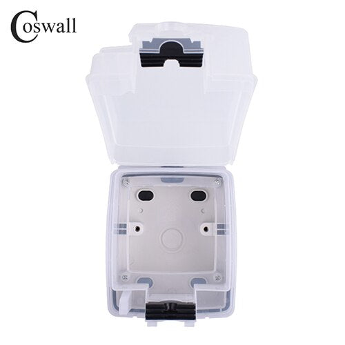 Coswall IP66 Weatherproof Waterproof Outdoor BOX Wall Socket 16A EU Outlet With Dual USB Charging Port External Installation