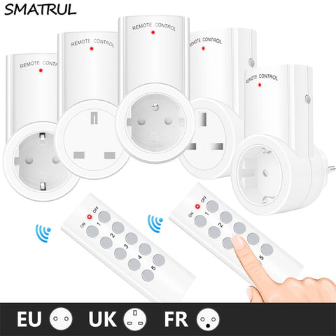 SMATRUL Wireless Remote Control smart Socket EU UK French Plug wall 433mhz Programmable Electrical Outlet Switch 220v 230v LED