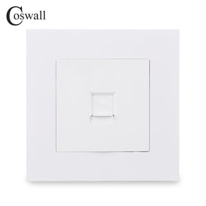 COSWALL Simple Style PC Panel Wall Socket 1 Gang CAT5E RJ45 Internet Computer Outlet Data Jack Black White Grey Gold E20 Series