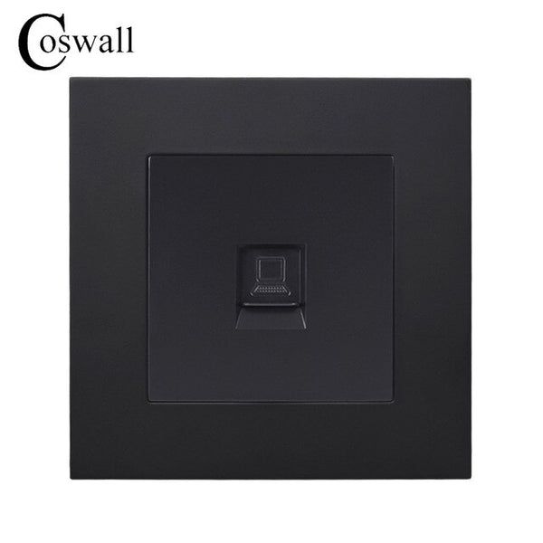 COSWALL Simple Style PC Panel Wall Socket 1 Gang CAT5E RJ45 Internet Computer Outlet Data Jack Black White Grey Gold E20 Series